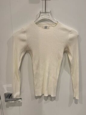 Aritzia Wilfred XXS White Ribbed Long Sleeve Top – $25